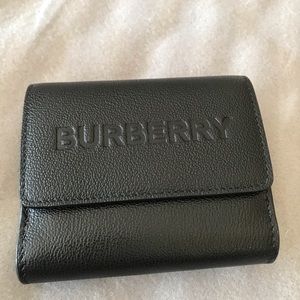 Burberry Luna Black Grained Leather Small Coin Pouch Snap Wallet